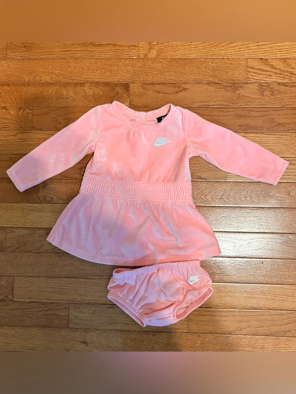 Nike Pink Velour Long-Sleeve Dress with Bloomers